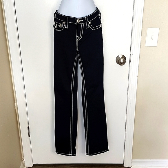 True Religion Billie Dark Blue Jeans with White Stitching, Mid-Rise, Size 27 - Picture 1 of 11